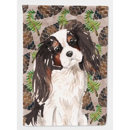 Carolines Treasures Tricolor Cavalier Spaniel Pine Cones Flag Canvas - House Size BB9577CHF
